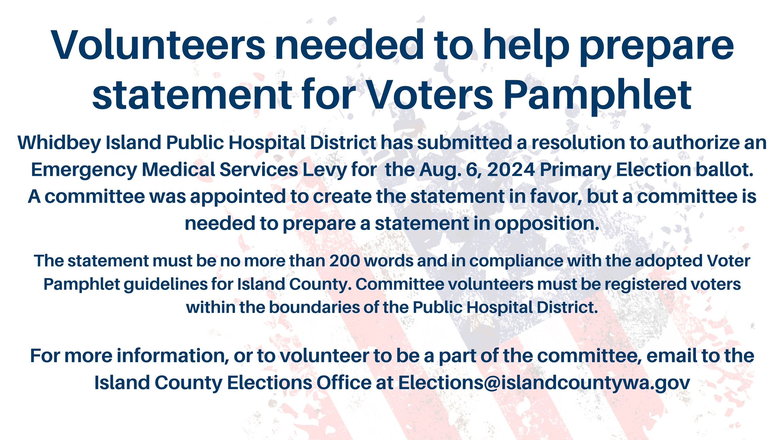 Need volunteers to help prepare statement - 240515